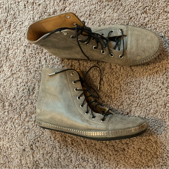 Calleen Cordero Studded Ankle Lace Up Boots Grey
